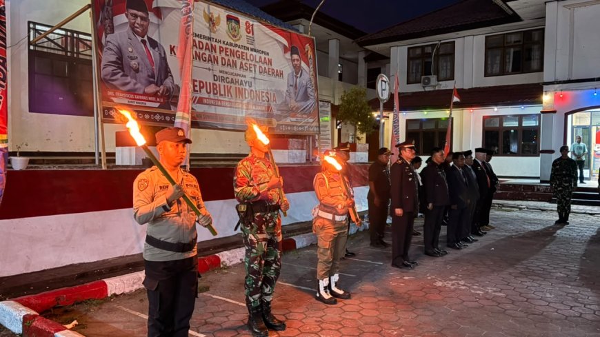 Malam Taptu dan Pawai Obor di Waropen, Nyala Perjuangan Sambut HUT ke-81 RI