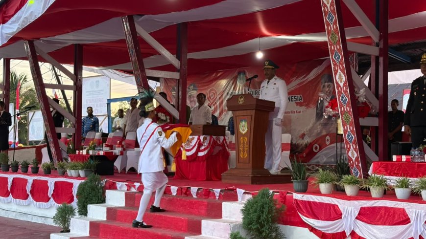 Khidmat Penurunan Sang Merah Putih di Waropen, Yonif TP 860/NSK Tunjukkan Soliditas Bersama Forkopimda