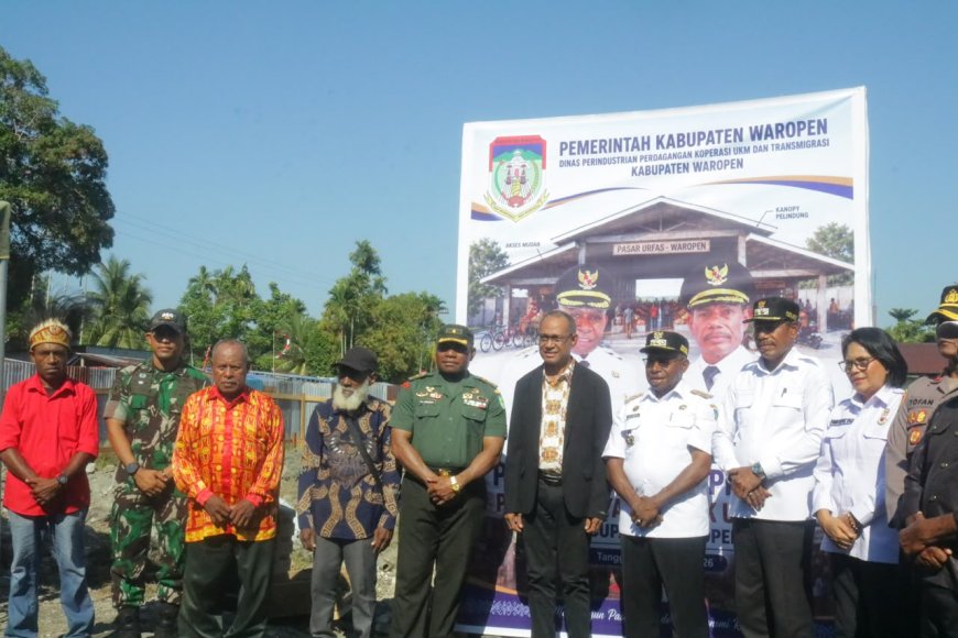 Peletakan Batu Pertama Pasar Rakyat Ureifaisei, Sinergi TNI dan Pemda Dorong Ekonomi Masyarakat Waropen