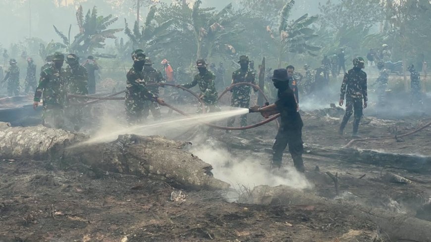 Yonif TP 804/DBAY Bergerak Cepat Padamkan Karhutla yang Kepung Nabire