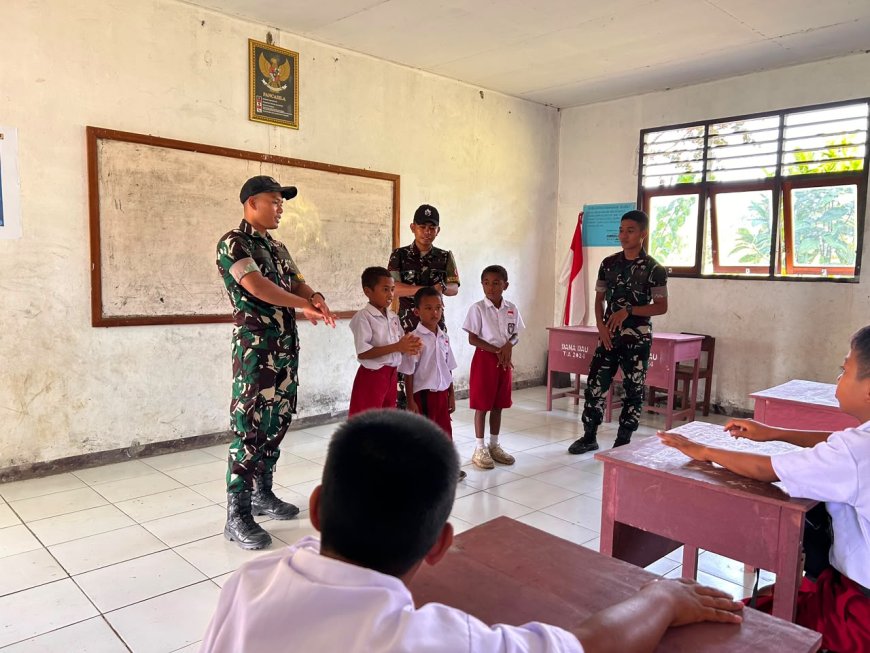 Yonif TP 860/NSK Edukasi Cuci Tangan di SD VI Ruambak Jaya, Tanamkan Hidup Bersih Sejak Dini