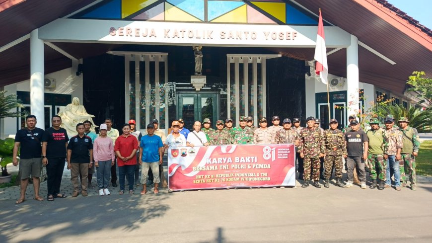 Kodim 0712/Tegal Gelar Karya Bakti Bersama di Gereja Mejasem Barat