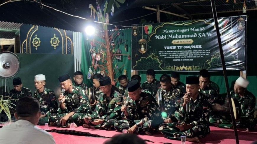 Peringati Maulid Nabi Muhammad SAW 1448 H, Prajurit Yonif TP 860/NSK Perkuat Keimanan dan Kekompakan