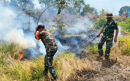 Babinsa Wanam Sigap Padamkan Kebakaran Lahan, Selamatkan Lingkungan Dari Ancaman Api