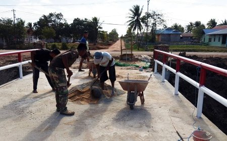 TNI dan Masyarakat Bersatu, Pembangunan 4 Jembatan Aramco di Waninggap Say Merauke Hampir Rampung