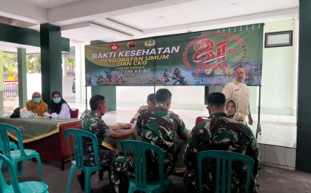 Sambut HUT ke-81 TNI Kodim 0704 Banjarnegara Bersama IAI Gelar Bakti Kesehatan dan CKG Gratis