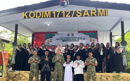 Prajurit Yonif TP 809/NTM Hadiri Peringatan Maulid Nabi Muhammad SAW di Kodim 1712/Sarmi