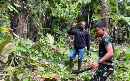 Wujud Kepedulian kepada Masyarakat, Yonif TP 809/NTM Laksanakan Karya Bakti di Pasar Kampung Kasukwe