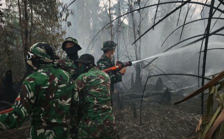 Danyonif TP 804/DBAY Terjun Langsung ke TKP, Pimpin Pasukan Padamkan Karhutla di Wilayah Nabire