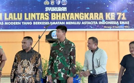 Perkuat Sinergitas TNI-Polri, Yonif TP 860/NSK Hadiri Syukuran HUT ke-71 Lantas di Polres Waropen