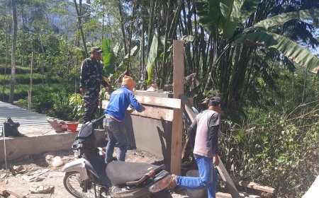 Dandim Banjarnegara Tinjau Pembangunan Jembatan Garuda Beton Sungai Jarompang