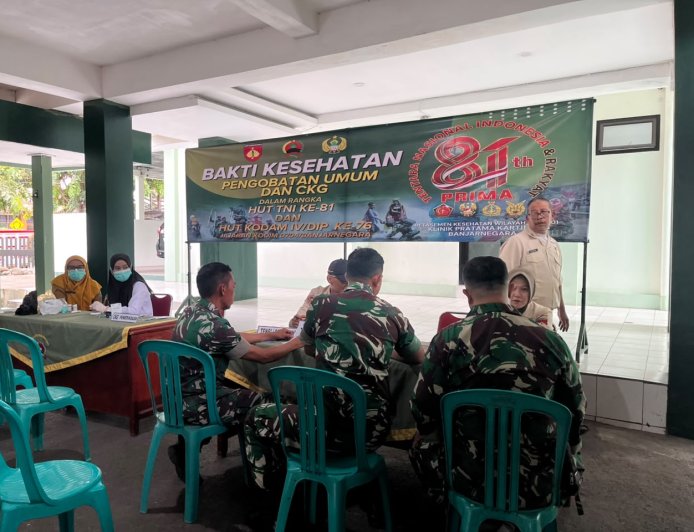 Sambut HUT ke-81 TNI Kodim 0704 Banjarnegara Bersama IAI Gelar Bakti Kesehatan dan CKG Gratis