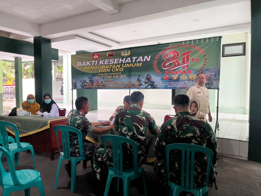 Sambut HUT ke-81 TNI Kodim 0704 Banjarnegara Bersama IAI Gelar Bakti Kesehatan dan CKG Gratis