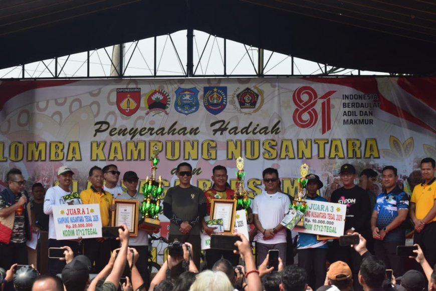 Semarak HUT Kemerdekaan RI ke-81, Kodim 0712/Tegal Gelar Senam Bersama dan Beri Penghargaan Lomba Kampung Nusantara