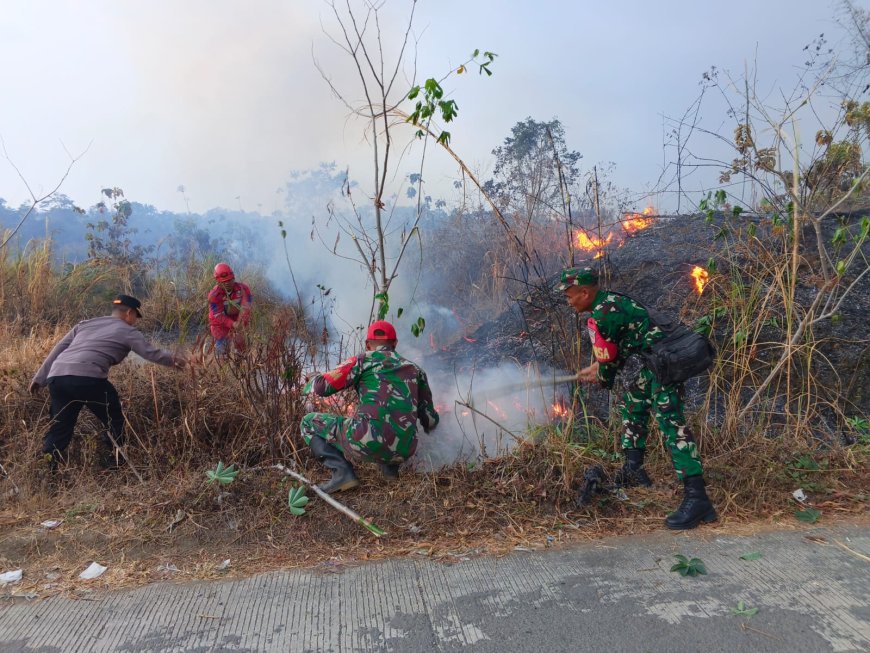 Koramil 17/Balapulang Bersama Tim Gabungan Padamkan Karhutla di Kalibakung