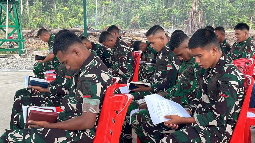 Ibadah Minggu di Yonif TP 820/DAAI, Pererat Kebersamaan dan Meningkatkan Keimanan