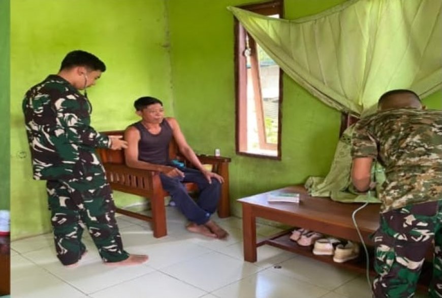 Yonif TP 860/NSK Gelar SI CEPAT, Prajurit Datangi Rumah Warga Berikan Layanan Kesehatan Gratis