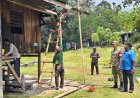 Warga Sabron Sari Sambut Kunjungan Dansatgas dan Bupati Jayapura di Lokasi TMMD