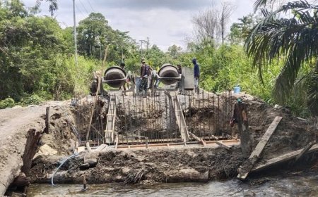 Babinsa dan Satgas Jembatan Garuda Percepat Pembangunan Infrastruktur di Keerom