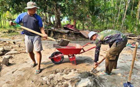 Gotong Royong TNI dan Tim Tukang Warnai Rehabilitasi Rumah di Sentani Barat