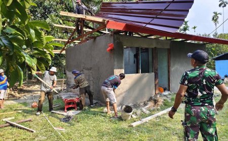 Semangat Gotong Royong Warnai Pengabdian Satgas TMMD ke-130 Kodim 1701/Jayapura di Sabron Sari
