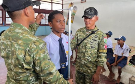 Yonif TP 860/NSK Gelar Pemeriksaan Kesehatan Gratis bagi Siswa SMP Negeri Waren