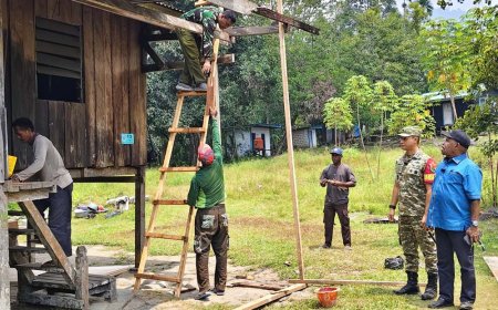 Warga Sabron Sari Sambut Kunjungan Dansatgas dan Bupati Jayapura di Lokasi TMMD