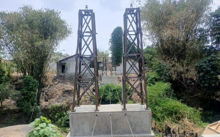 Progres 55%, Tiang Pilon Jembatan Garuda Gantung Pedagangan Sudah Berdiri Kokoh