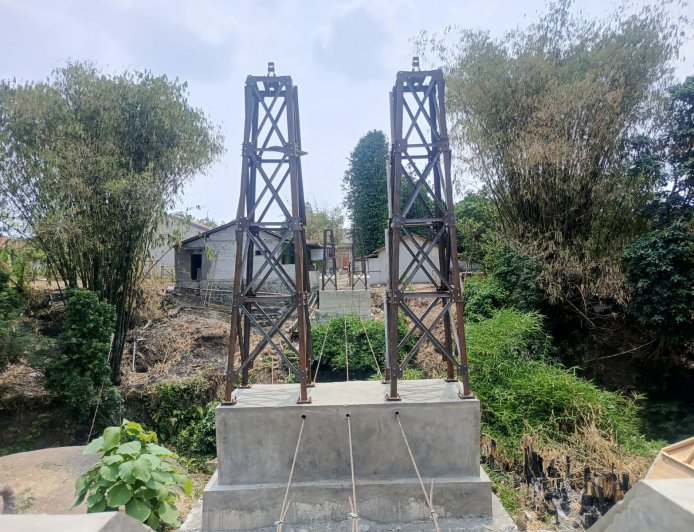 Progres 55%, Tiang Pilon Jembatan Garuda Gantung Pedagangan Sudah Berdiri Kokoh