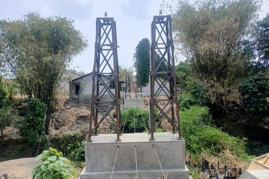 Progres 55%, Tiang Pilon Jembatan Garuda Gantung Pedagangan Sudah Berdiri Kokoh