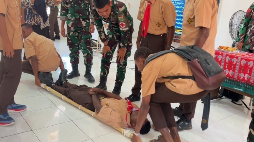 Yonif TP 809/NTM Bekali Siswa SRMA 42 Sarmi dengan Ilmu BHD
