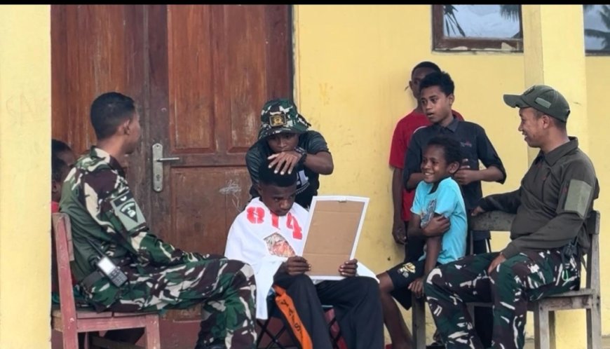 KASTURI YONIF TP 814/JZA: WUJUD KEPEDULIAN TNI RAPIKAN PENAMPILAN ANAK-ANAK DISTRIK YAPSI