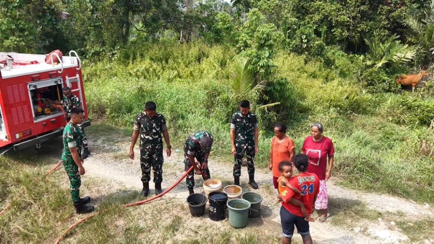 Melalui TALAS Yonif TP 814/JZA: Wujud Aksi Nyata Salurkan Air Bersih dan Jadi Solusi Kebutuhan Warga Kampung Ongan Jaya