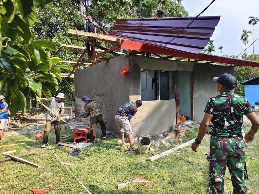 Semangat Gotong Royong Warnai Pengabdian Satgas TMMD ke-130 Kodim 1701/Jayapura di Sabron Sari