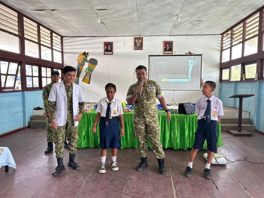 Lewat Program TEKAD, Yonif TP 860/NSK Ajak Pelajar Waropen Hindari Rokok dan Vape
