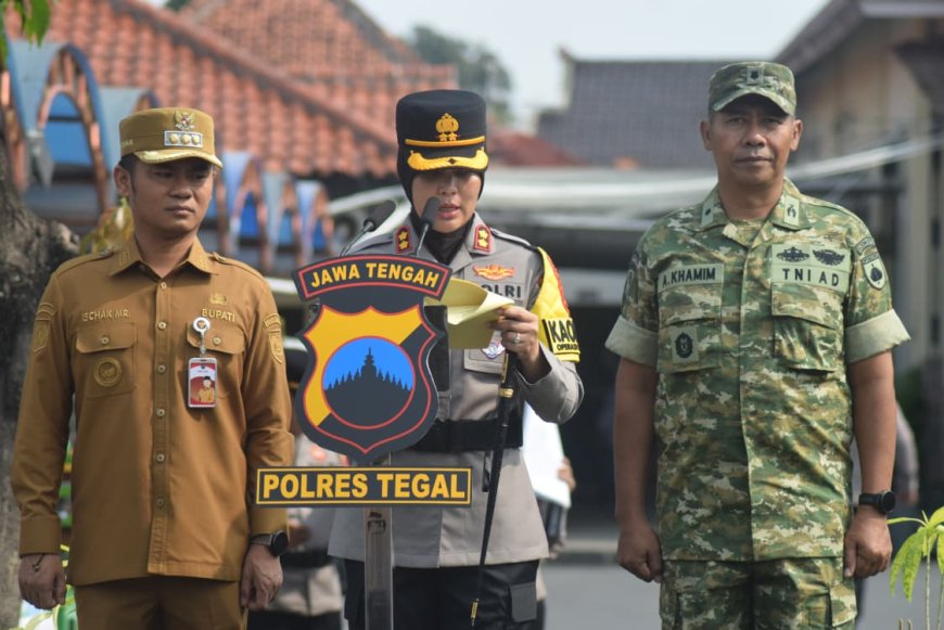 Kasdim 0712/Tegal Hadiri Apel Gelar Pasukan Operasi Patuh Candi 2026 Polres Tegal