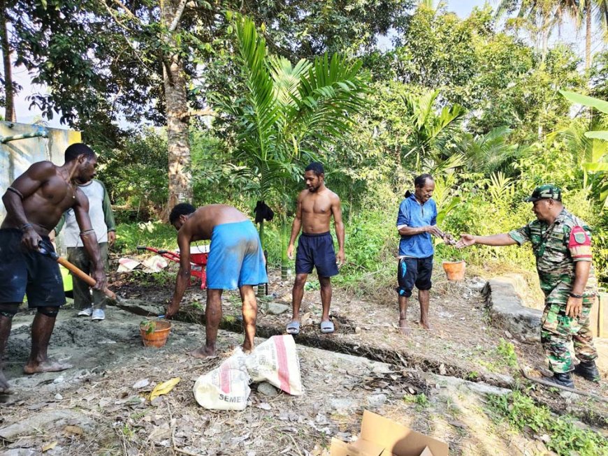 Satgas TMMD ke-130 Kodim Jayapura Mulai Revitalisasi Bak Air Bersih di Sabron Sari