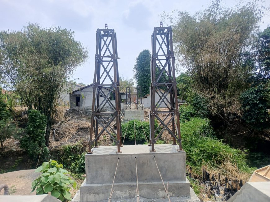 Progres 55%, Tiang Pilon Jembatan Garuda Gantung Pedagangan Sudah Berdiri Kokoh